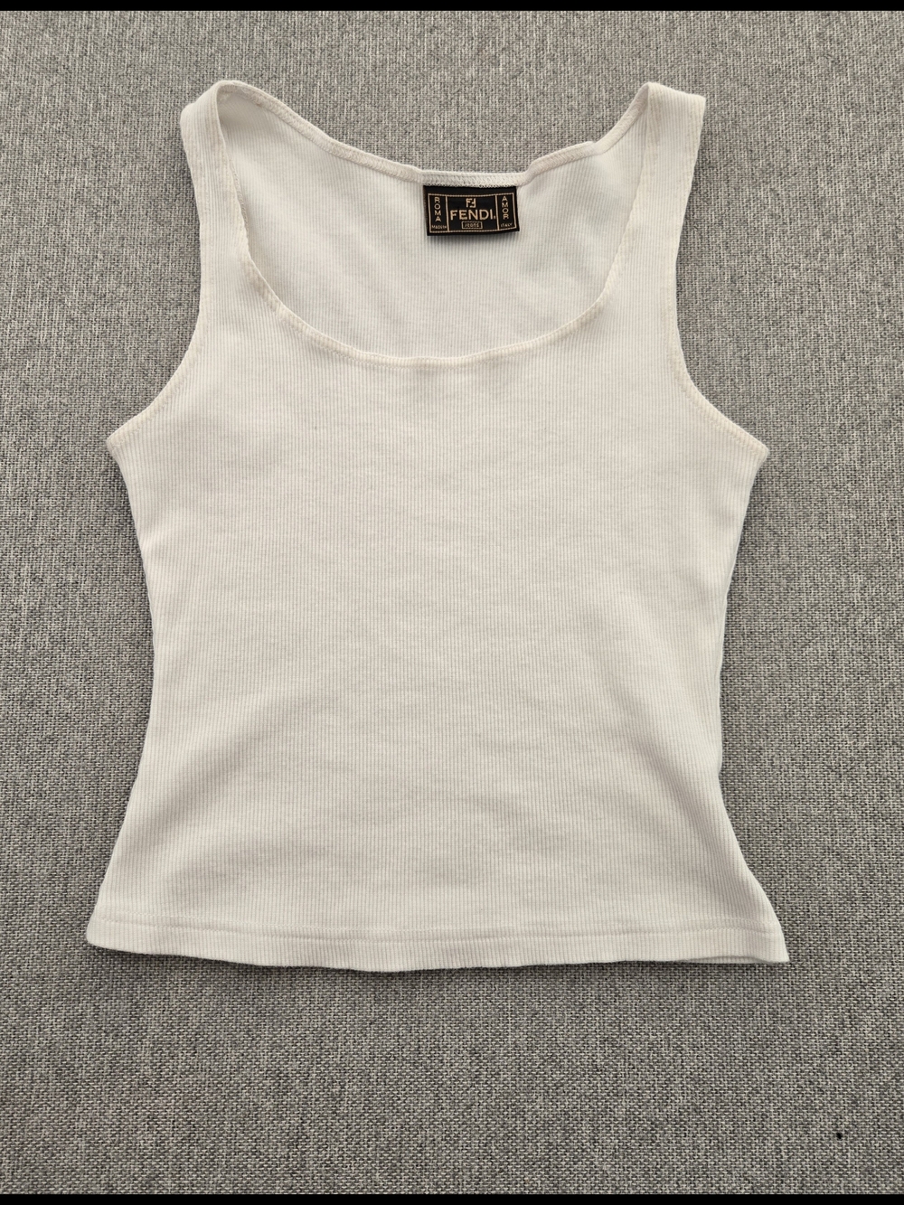 Fendi Women's Cream Ribbed Tank Top Made In Italy